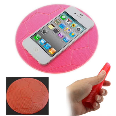 Fooball Style Transparent Super Magic of Silicone Car with Non-slip Pad for Phone GPS MP4MP3 Red - Click Image to Close